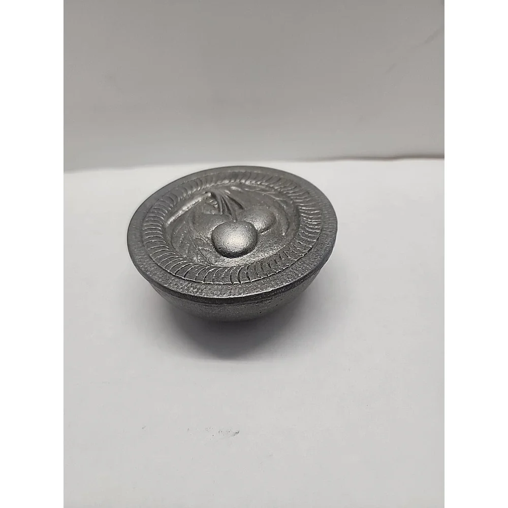 Vintage Pewter Cherry Blossom Jewelery Container Trinket Box‎ 21-6393